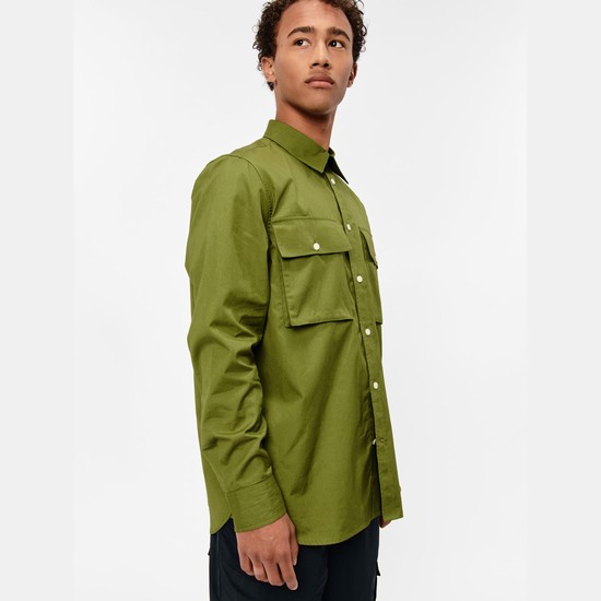 Aigle Long-sleeved Cotton Shirts Men Green ZA-80596